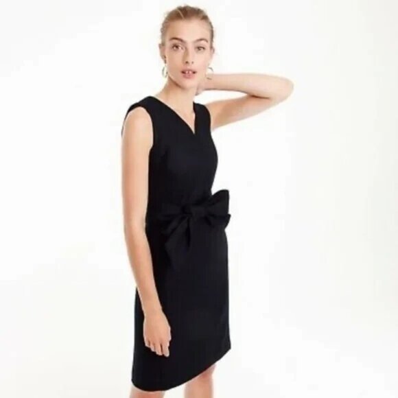 RARE EUC $168 J CREW V-neck sheath dress double-serge wool Black G8357 WOMENS  6 - Picture 2 of 8